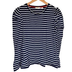 Boden Imogen Breton Striped Navy & White Puff Sleeves Long Sleeve Top - US 16/18
